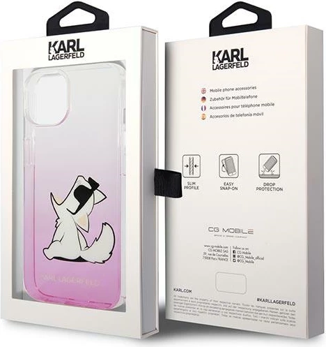 Mbështjellës Karl Lagerfeld Choupette Fun për iPhone 14 Plus 6.7", rozë