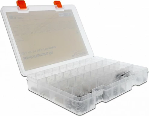 Set distancera për PCB DeLOCK 18349, M2.5–M6, 10/20/30 mm, me vida dhe arra, Transparente/Verdhë