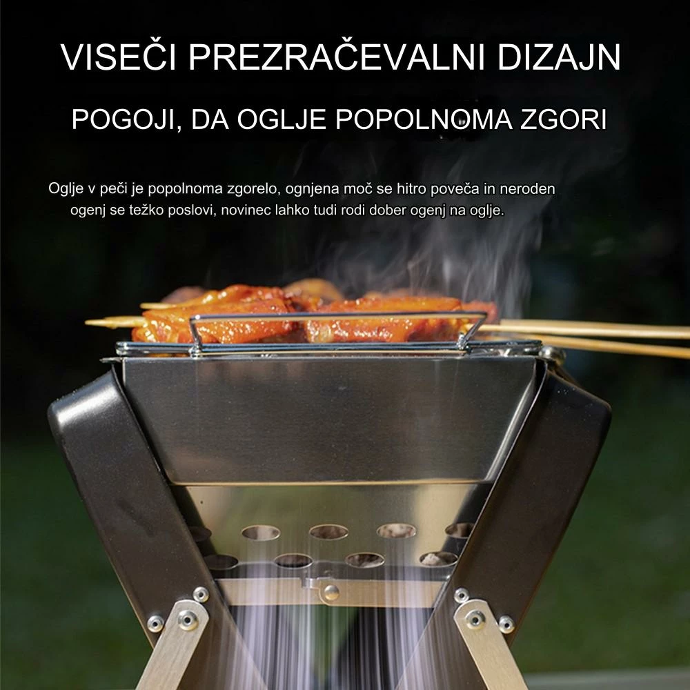 Grill BBQ portativ i palosshëm me qymyr Lydsto, inox, 30 x 22.5 x 22 cm, 1.2 kg