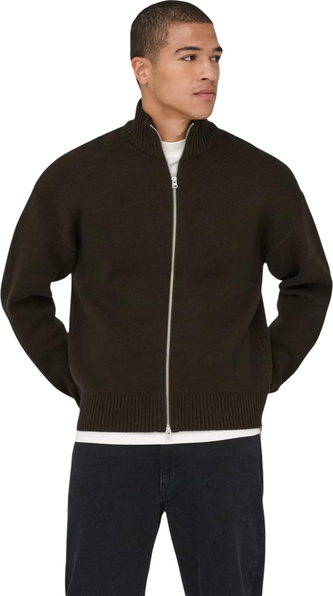 Xhemper kardigan për meshkuj Only & Sons Onsblake DS High Neck 22035808, kafe [Madhësia: XL]