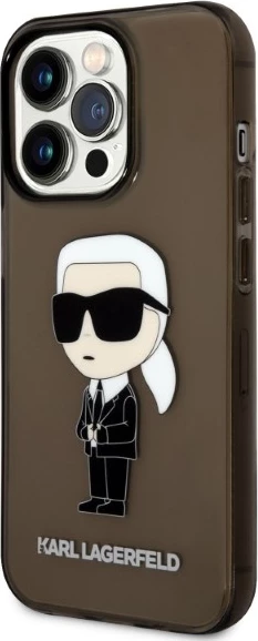 Mbështjellës Karl Lagerfeld KLHCP14LHNIKTCK për iPhone 14 Pro 6.1", i fortë, Ikonik Karl, i zi