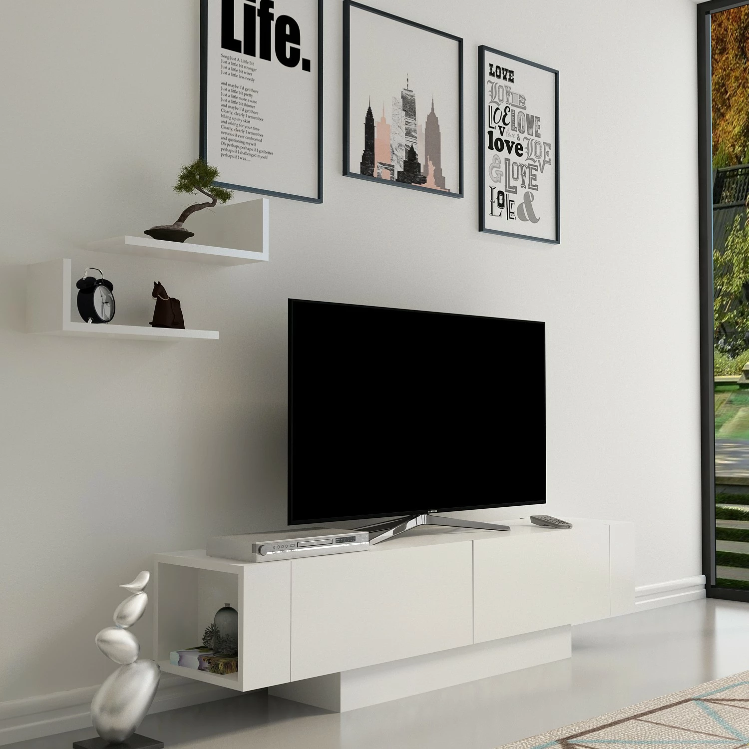 Komodë TV Hanah Home, ngjyrë e bardhë, Matera