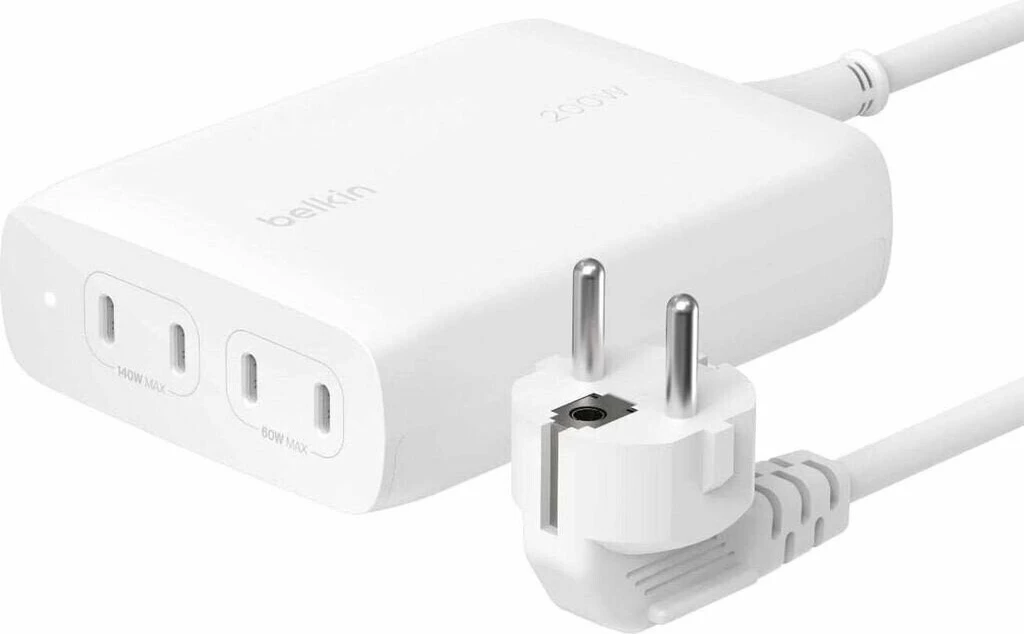 Belkin BOOST CHARGE PRO 200W 4-Port USB-C GaN Charger - White