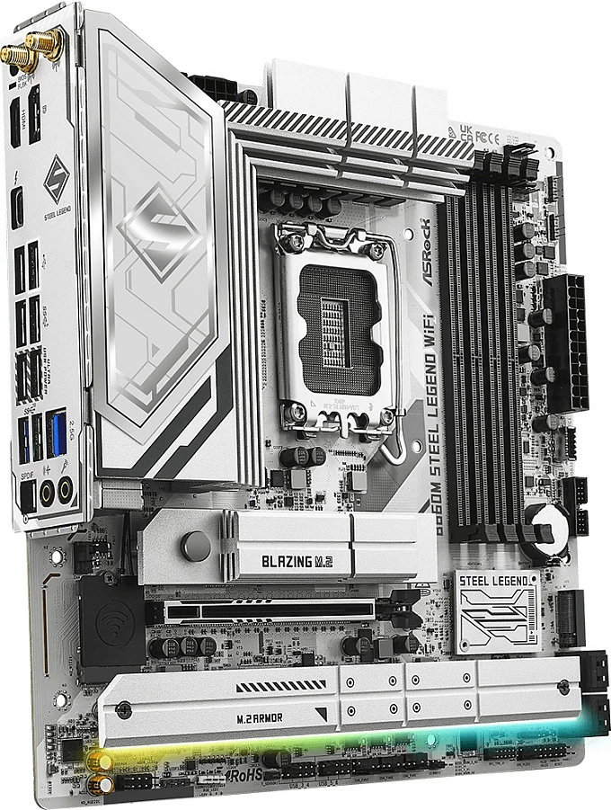 Pllakë amë ASRock B860M Steel Legend WiFi, Intel B860, LGA1851, DDR5, micro ATX, e bardhë/argjend