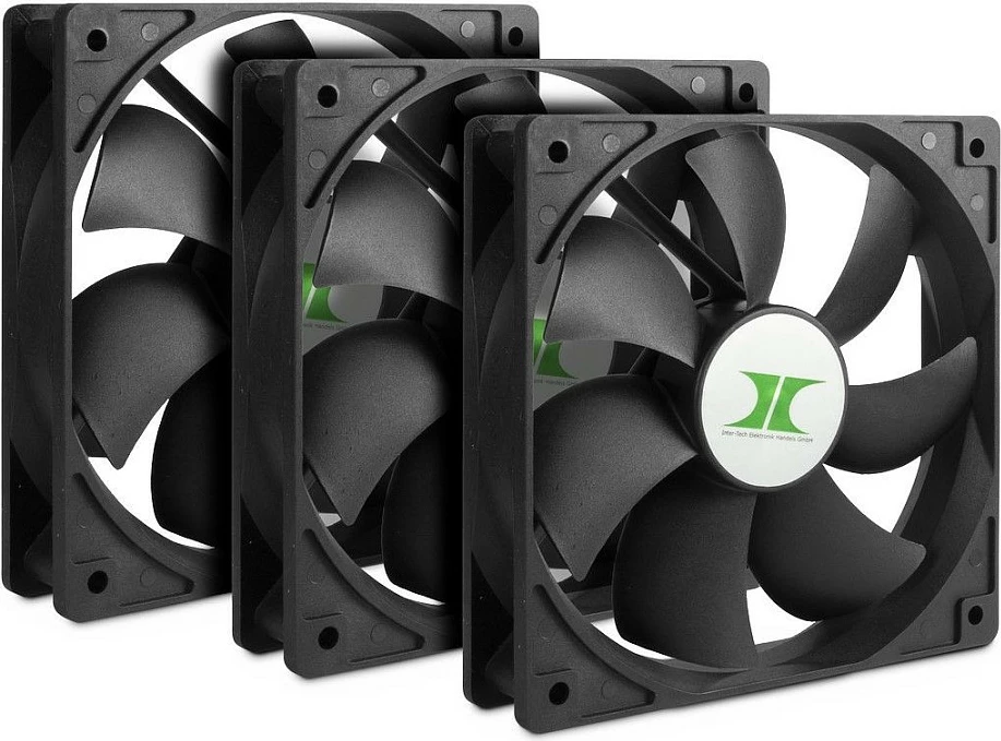 Set ventilatorësh për kasë Inter-Tech IPC 120mm, i zi