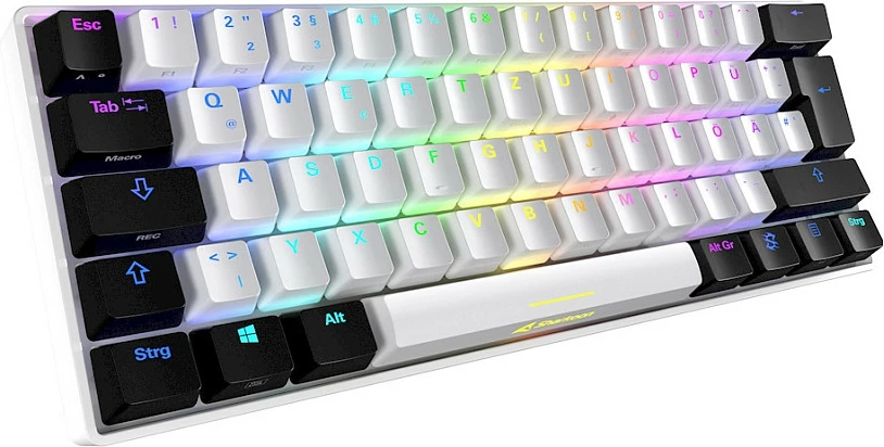 Kasë mekanike SHARKOON SKILLER SGK50 S4, Kailh Red, 60%, RGB, bardhë/zi