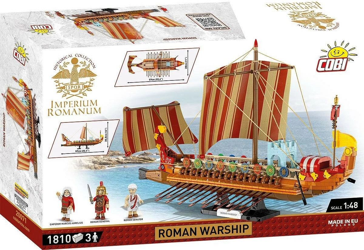 Set blloqe Cobi Klocki Imperium Romanum Warship, 1810 blloqe, me 3 figurina