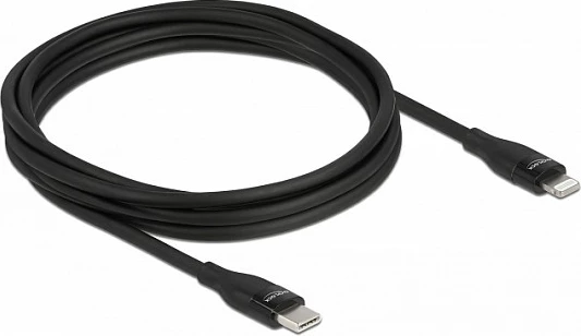 Kabllo DeLOCK USB-C në Lightning, 2 m, MFi, Fast Charge, e zezë
