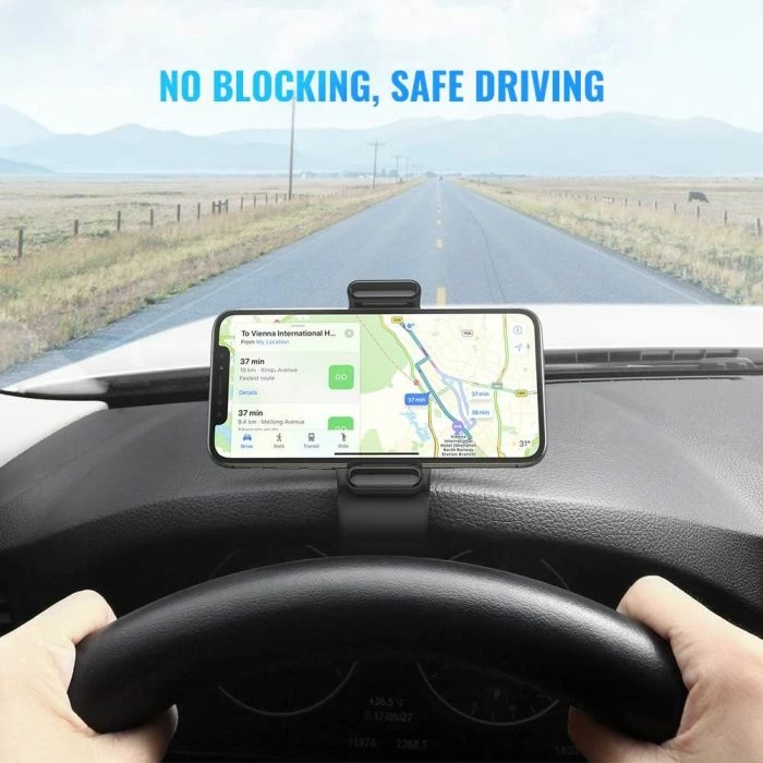 Mbajtëse telefoni për veturë UGREEN 60796, HUD me klip, 4-7 inç, rrotullim 360°, e zezë