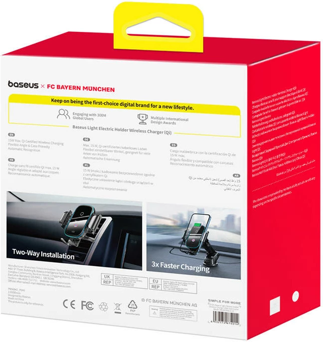 Mbajtës telefoni për veturë Baseus Bayern Edition me karikues wireless 15W, i zi