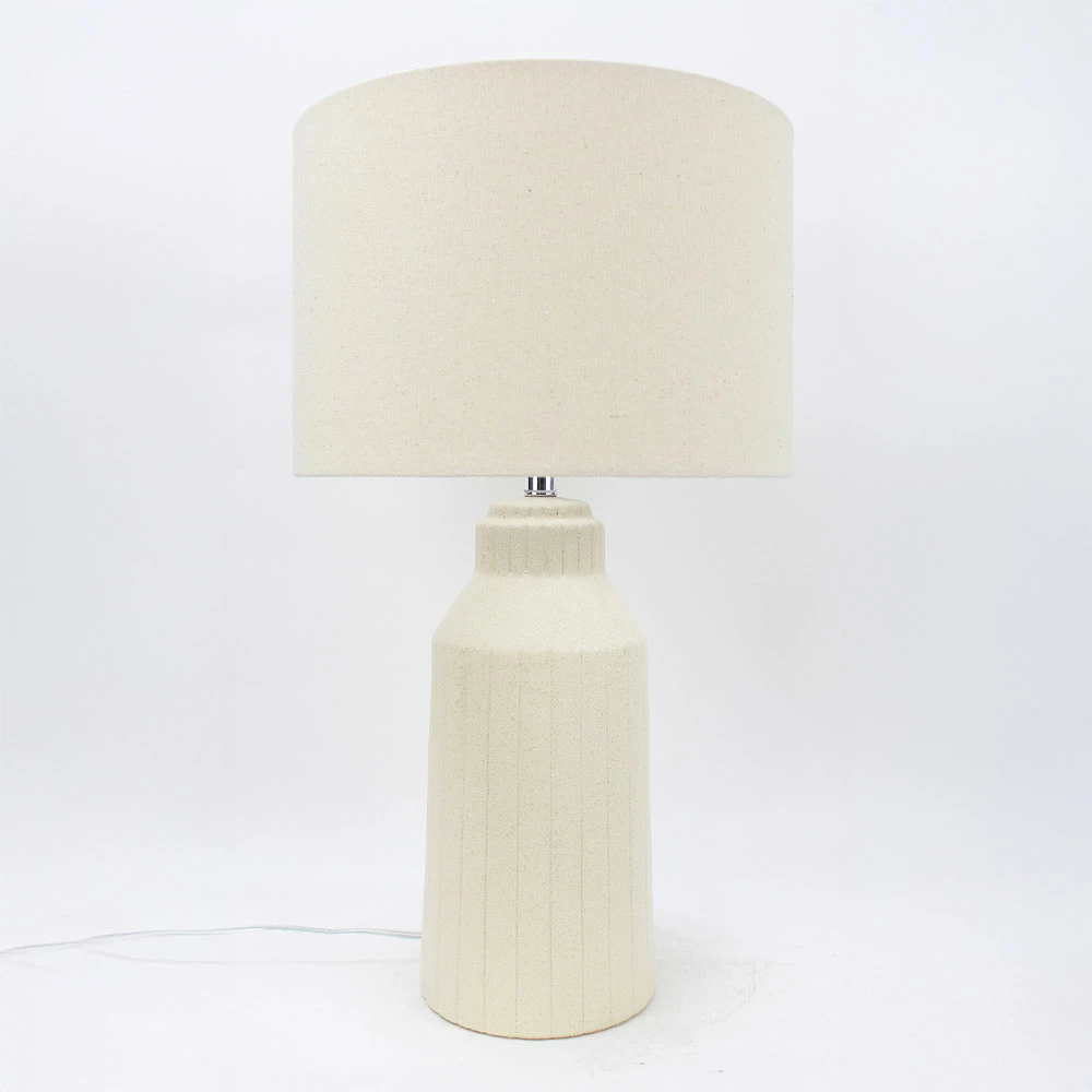 Llambë tavoline ONIA, qeramikë, liri, bezhë, 30x30x53cm