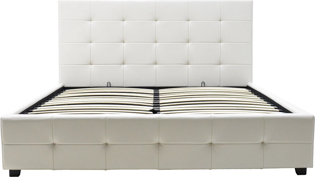 Shtrat dopio Roi PU me hapësirë ruajtjeje, ngjyrë e bardhë mat, 160x200