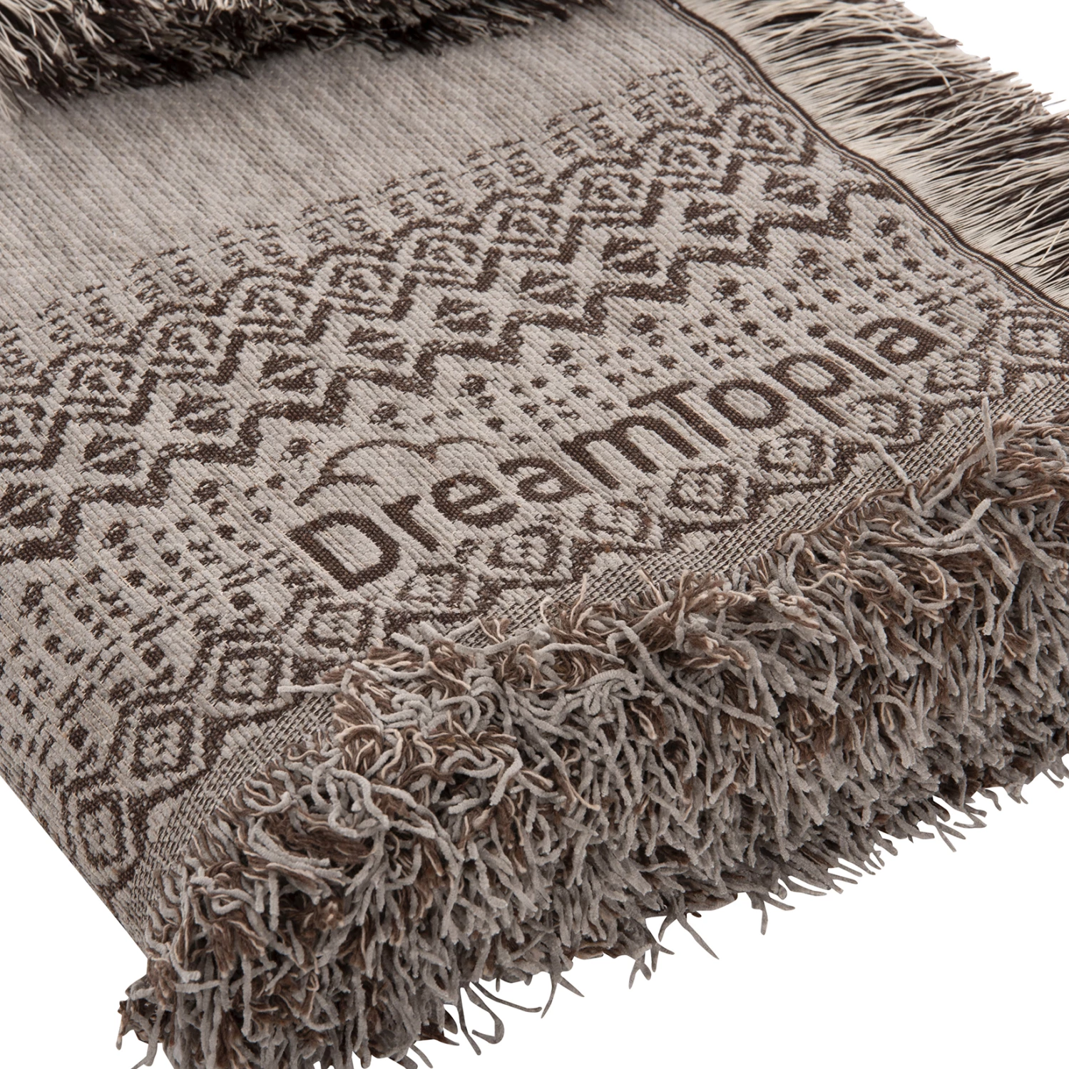 Mbulesë divani me franja DREAMTOPIA FH12163.03 ngjyrë kafe e çelur 245x170 cm