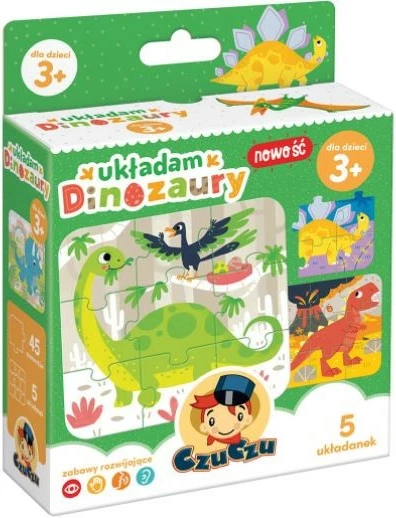 Puzzle CzuCzu I Arrange Dinosaurs, 45 pjesë, për fëmijë, shumëngjyrësh, set 5 copë