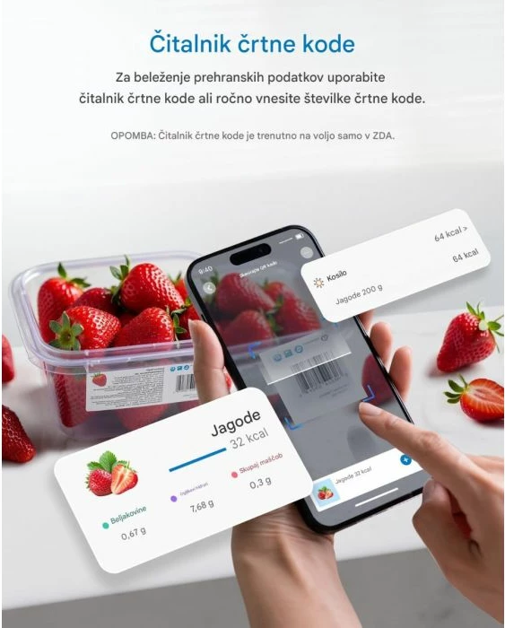 Peshore ushqimore smart RENPHO Calibra, Bluetooth BLE, max 5 kg, 1 g, 3x AAA, argjendtë