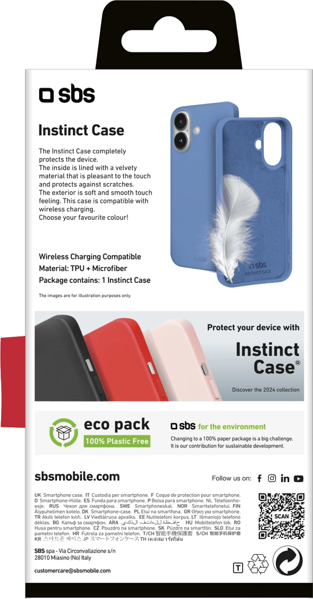 Mbështjellës SBS Instinct për iPhone 16, blu, me kuti