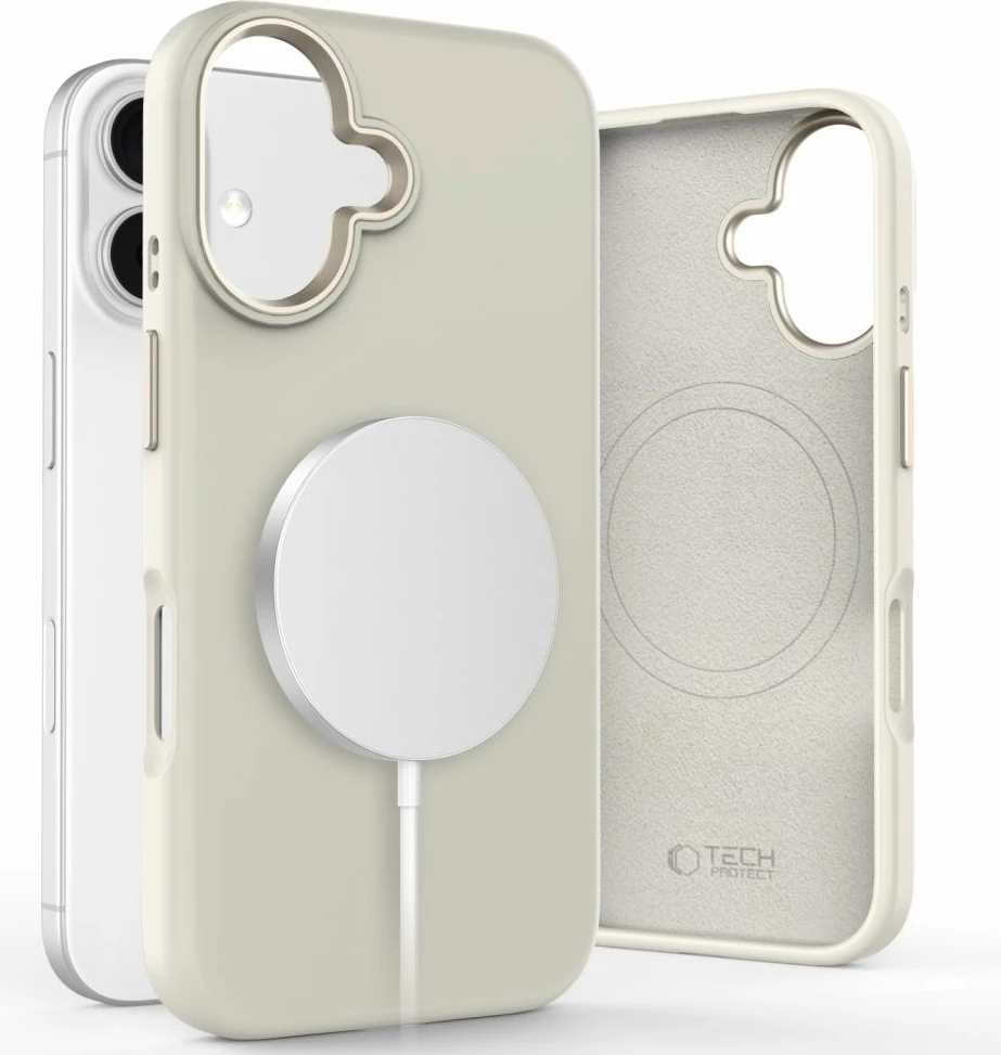 Mbështjellës Tech-Protect Silicone PU MagSafe për iPhone 16, Bezhe