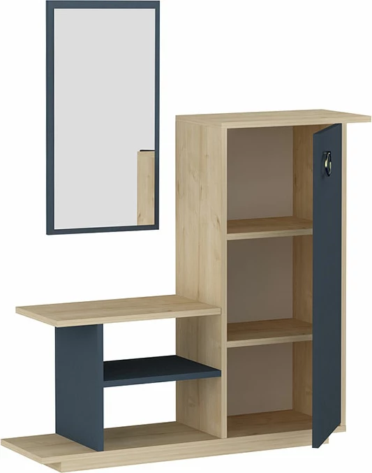 Mobilje hyrëse me pasqyrë Ceel, ngjyrë natyrale-karbon, 80x29.5x90cm