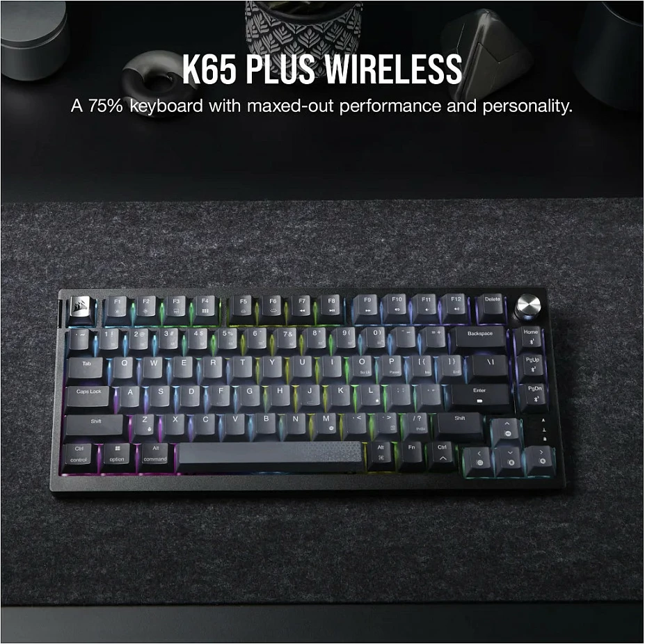Tastierë Corsair K65 Plus, layout gjerman (DE), RGB, kompakte, e zezë