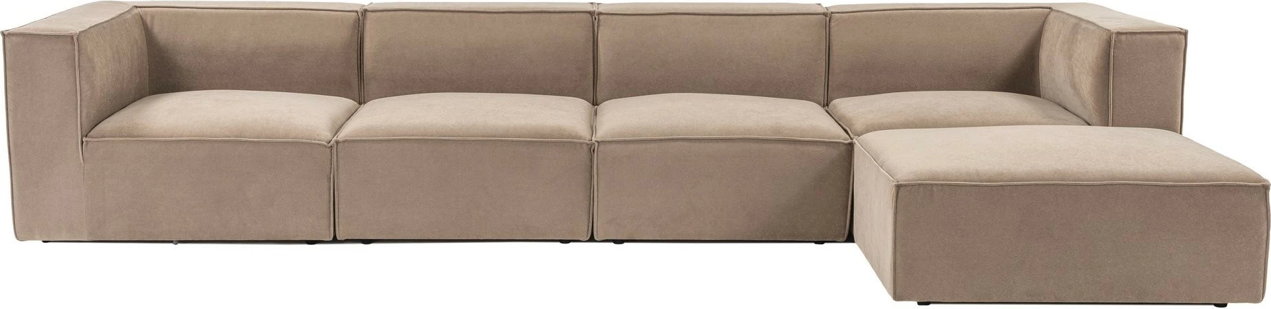 Kënd-sofë Sora me pouffe, ngjyrë kapuçino, Atelier del Sofa