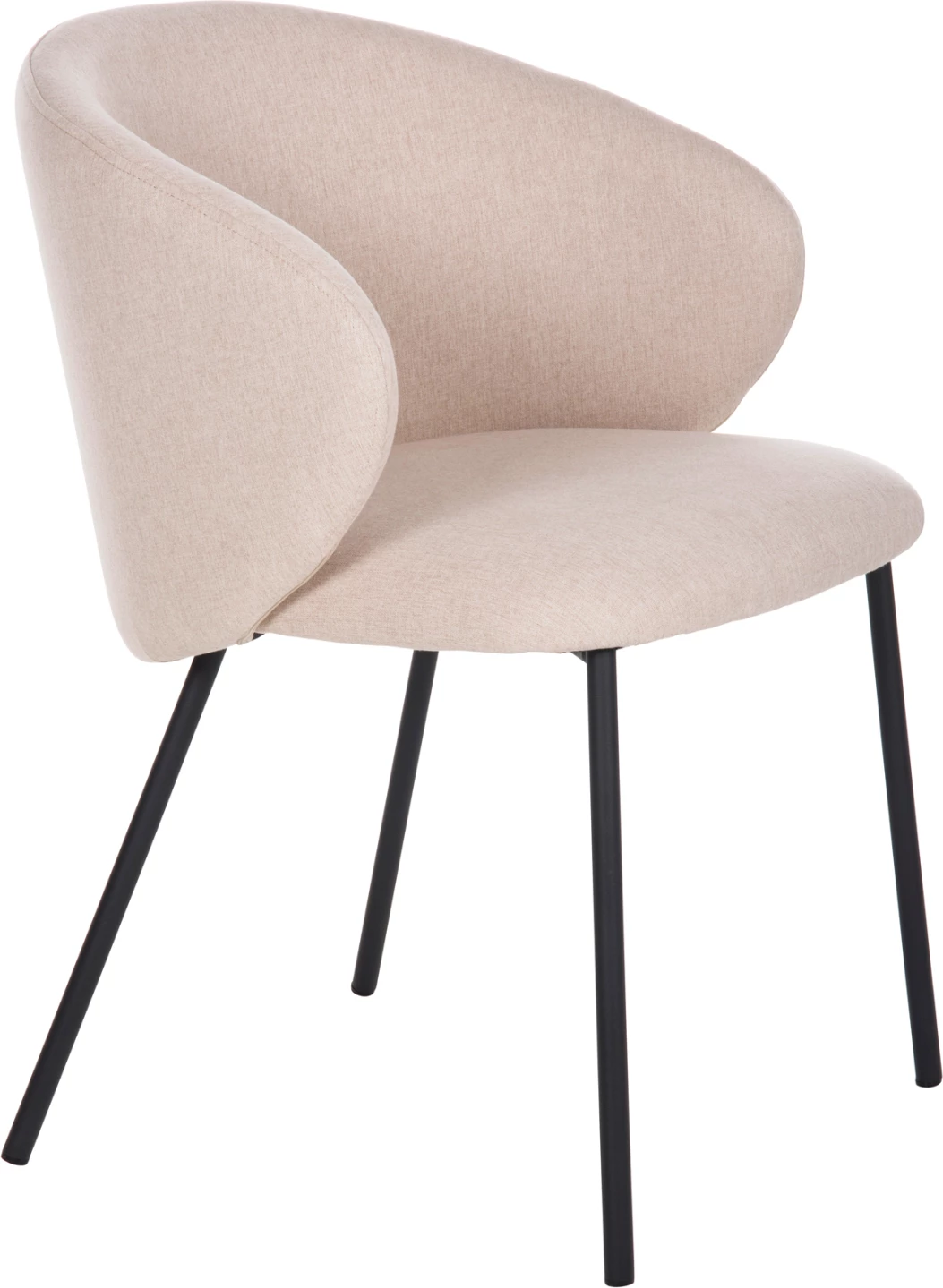 Karrige për ngrënie ISIAH FH9615.03, pëlhurë bezhë, këmbë metalike të zeza, 56x56x76H cm, set prej 2 copash