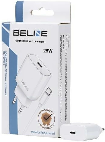 Karikues muri Beline BLNCB25C, 25W, GaN, me kabllo USB-C, Bardhë
