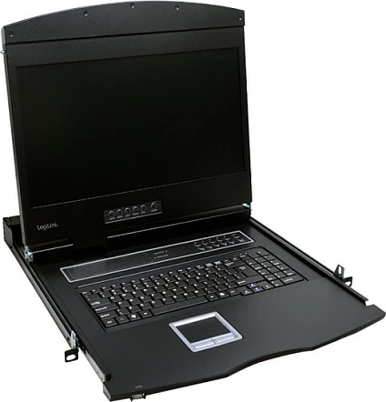 Konsolë KVM LogiLink, ekran LCD 19", VGA, tastierë US, ngjyrë e zezë