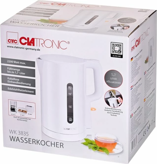 Çajnik elektrik Clatronic WK 3835, i bardhë