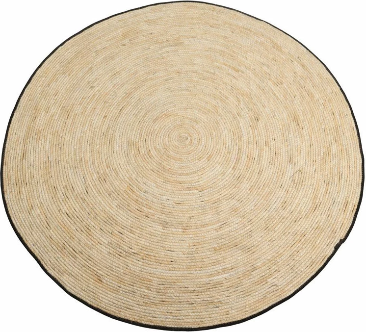 Qilim i rrumbullakët Batan, kashtë deti, natyral-me të zezë, 120x120cm