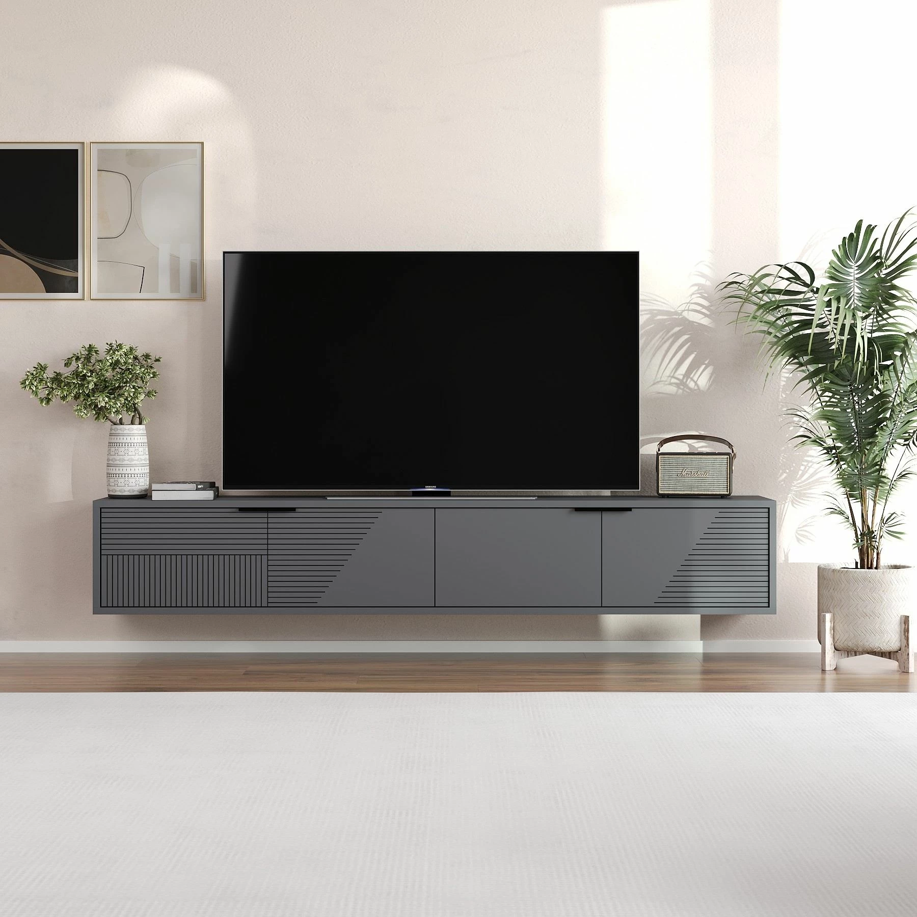 Komodë TV Skye Decor, ngjyrë antracit, Parla