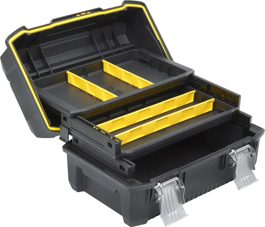 Kuti veglash Stanley Fatmax FMST1-71219 18\", e papërshkueshme nga uji, me organizator dhe kapëse metalike, e zezë/verdhe