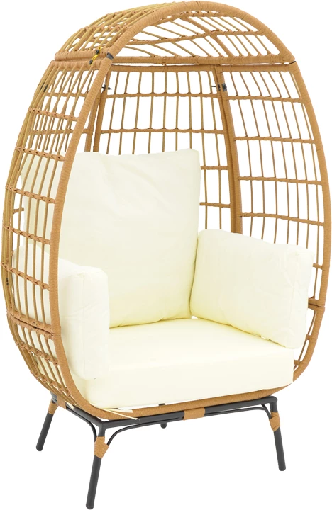 Karrige Frox ratan natyral-metal këmbë natyral-zeza-jastëk bezhë 96x76x145cm