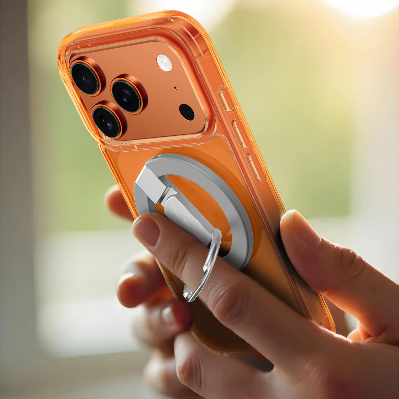 Mbështjellës, AmazingThing Minimal Mag Drop Proof Case 3 Lens për iPhone 17 Pro, MagSafe, TPU, portokalli Titan