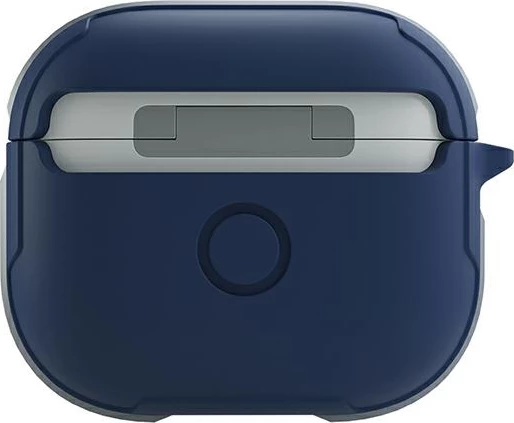Mbështjellës UNIQ Valencia për AirPods 3, Flexi-Fit, antibakterial MicroRepel, me karabinë, mbrojtje 360°, blu
