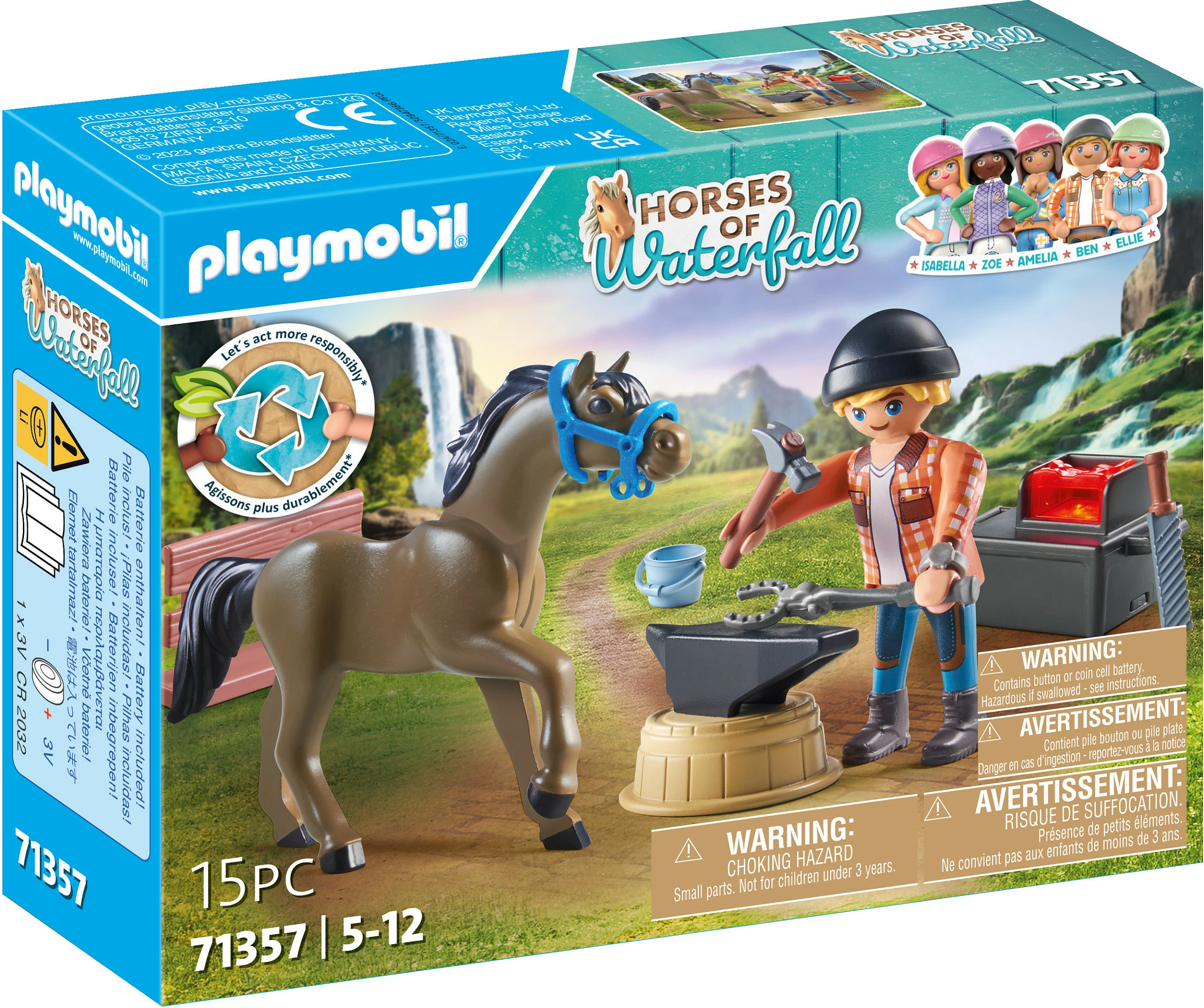 Set lodrash Playmobil Horses of Waterfall 71357, Ben & Achilles, 15 pjesë, shumëngjyrësh