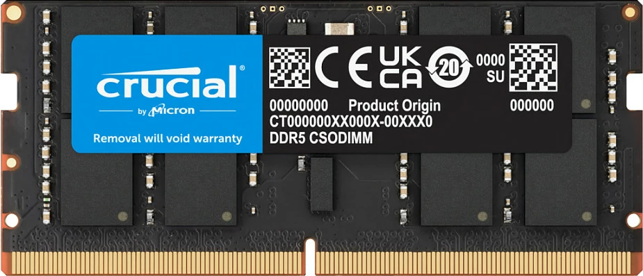 RAM Memorje Crucial DDR5 SO-DIMM 32GB 6400MT/s, e zezë