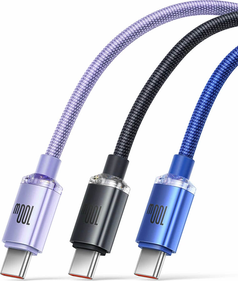 Kabllo karikimi e shpejtë Baseus Crystal Shine Series USB-A në USB-C, 1.2m, 100W, Kaltër