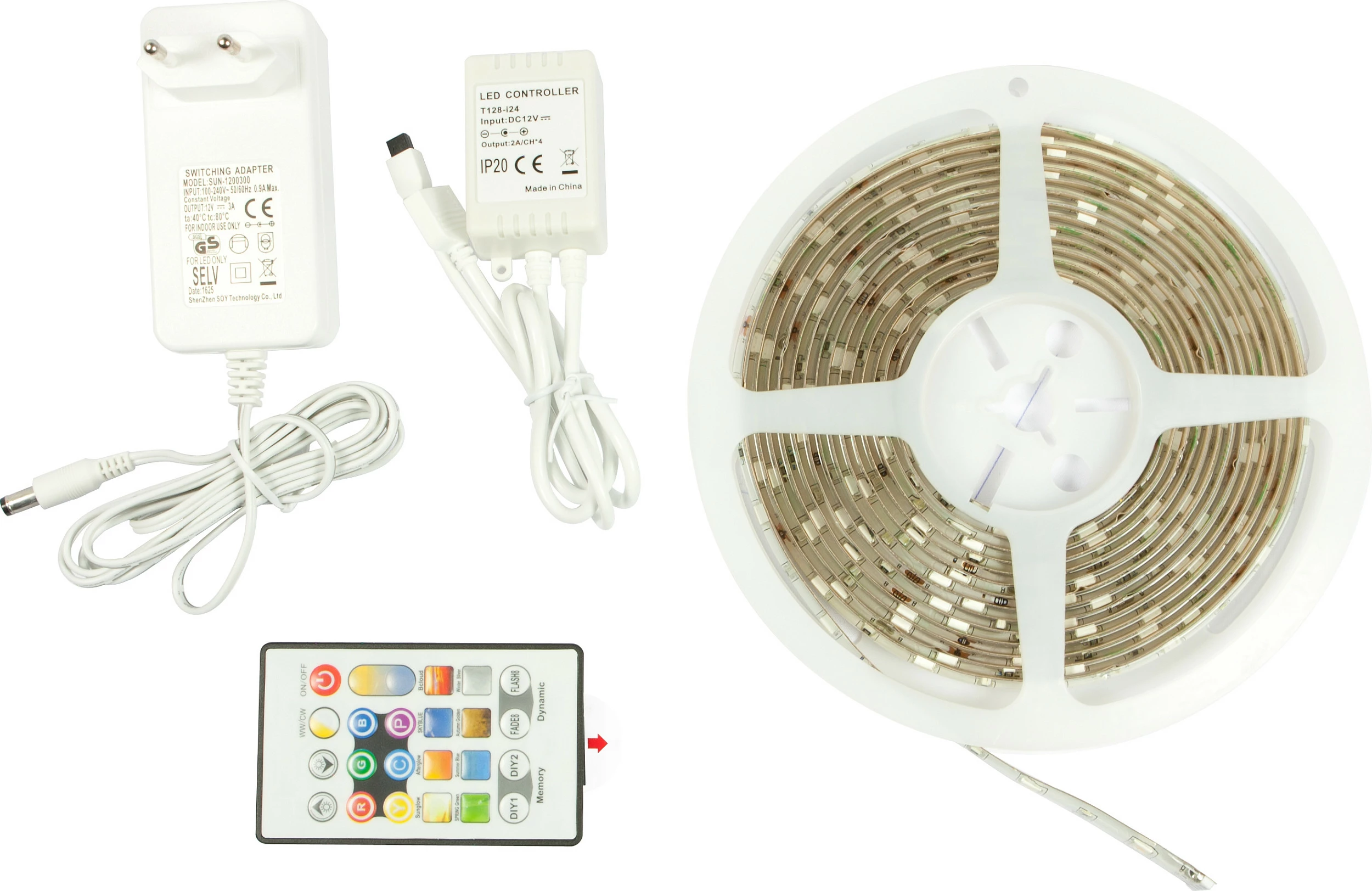 Shirit LED Synergy21 S21-LED-A00156, 5m RGB+W, 24W, me telekomandë, IP65, i bardhë