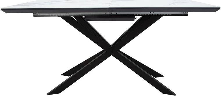 Tavolinë ngrënieje e zgjerueshme, ngjyrë mermeri gri e zezë, 160-200x80x77cm