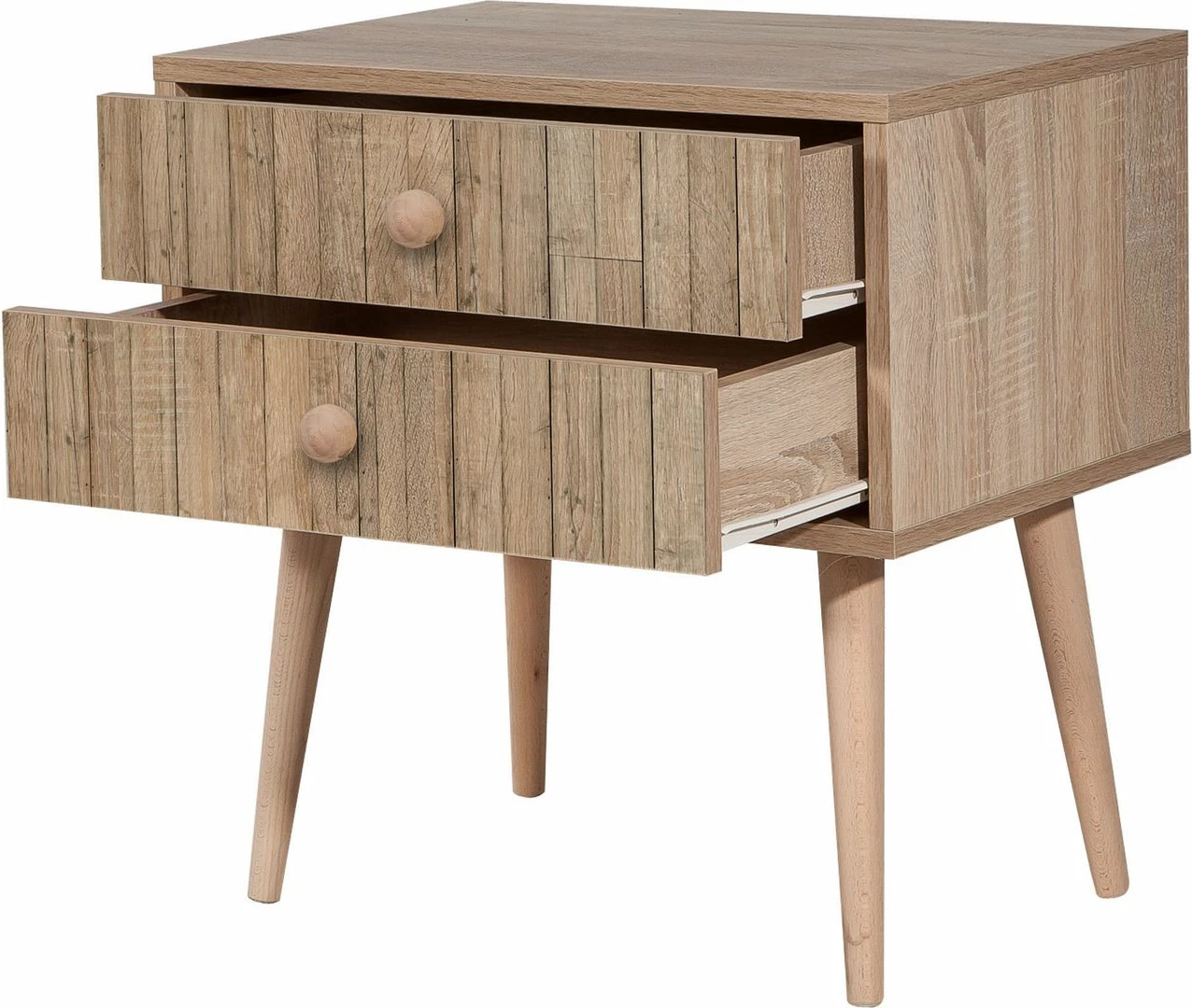 Komodinë Hanah Home, dy sirtarë, 728, ngjyrë lisi Sonoma