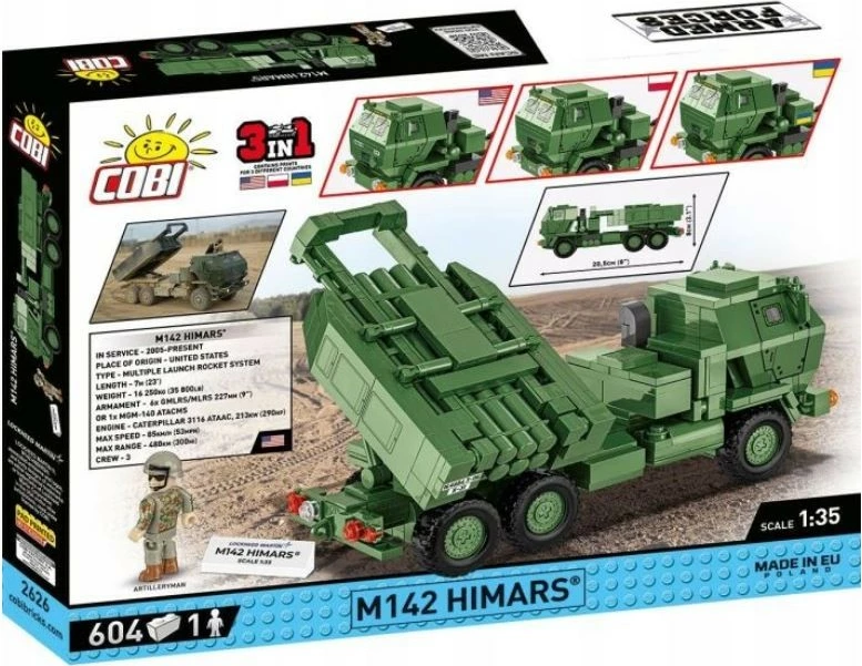Set blloqesh Cobi Klocki Armed Forces M142 Himars, 604 elemente, Jeshile