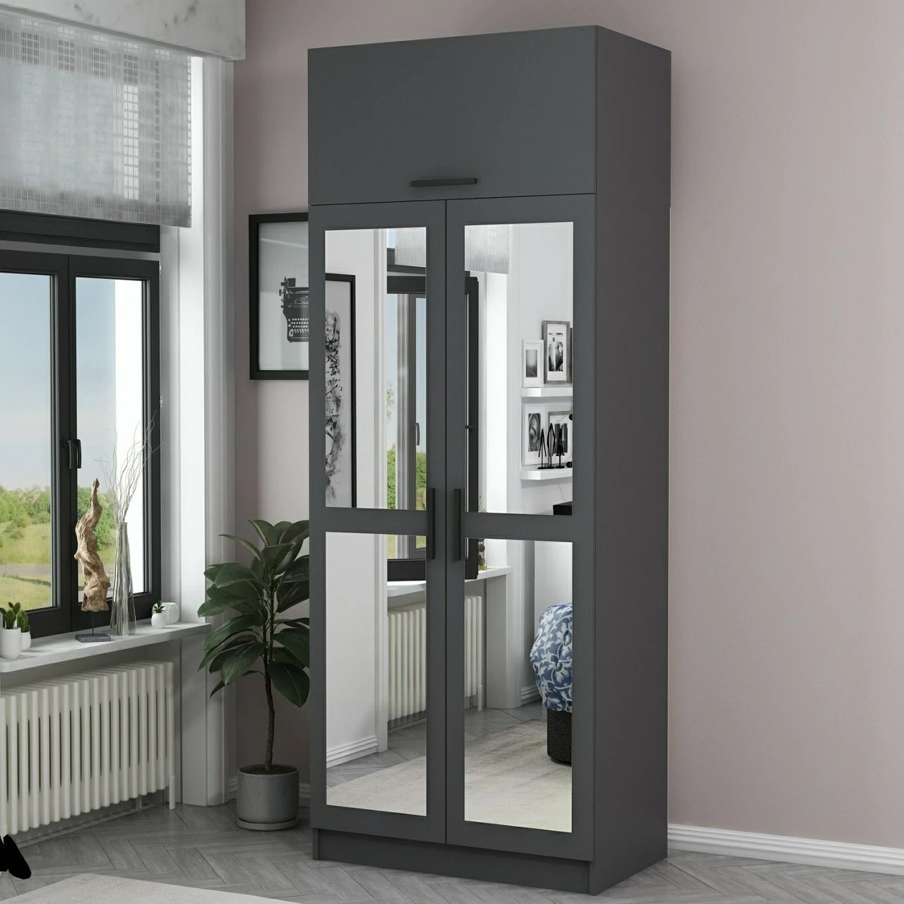 Dollap Skye Decor, ngjyrë antracit, 2224