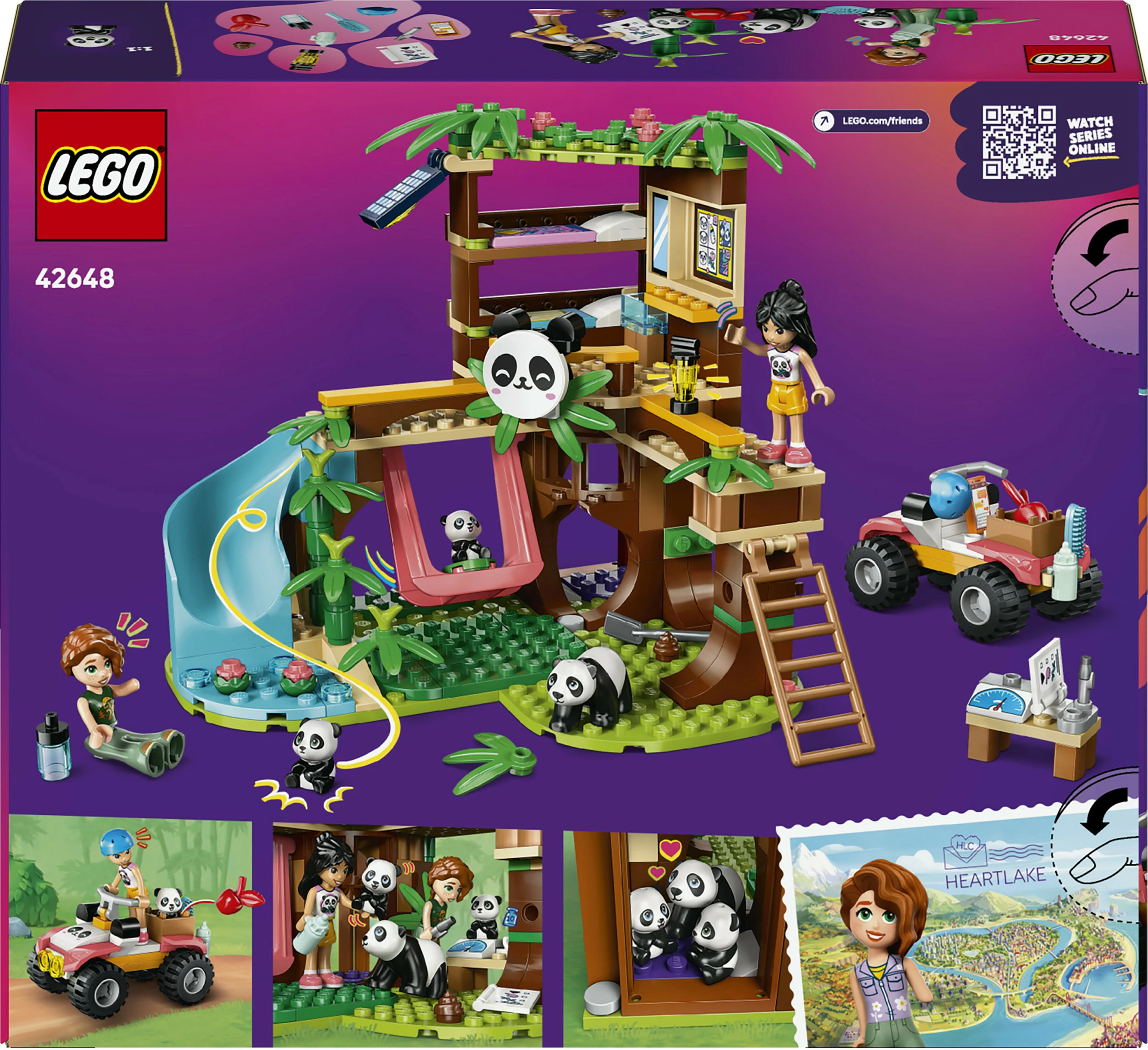 Set lodër LEGO Friends 42648 Strehë e Pandave, 243 copë, 7+