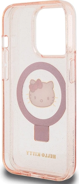 Mbështjellës Hello Kitty për iPhone 15 Pro, Ring Stand, MagSafe, Rozë