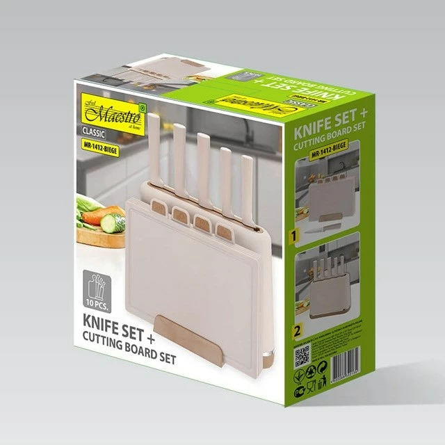 Set thika me bllok dhe dërrasa prerjeje Maestro MR-1412, bezhë