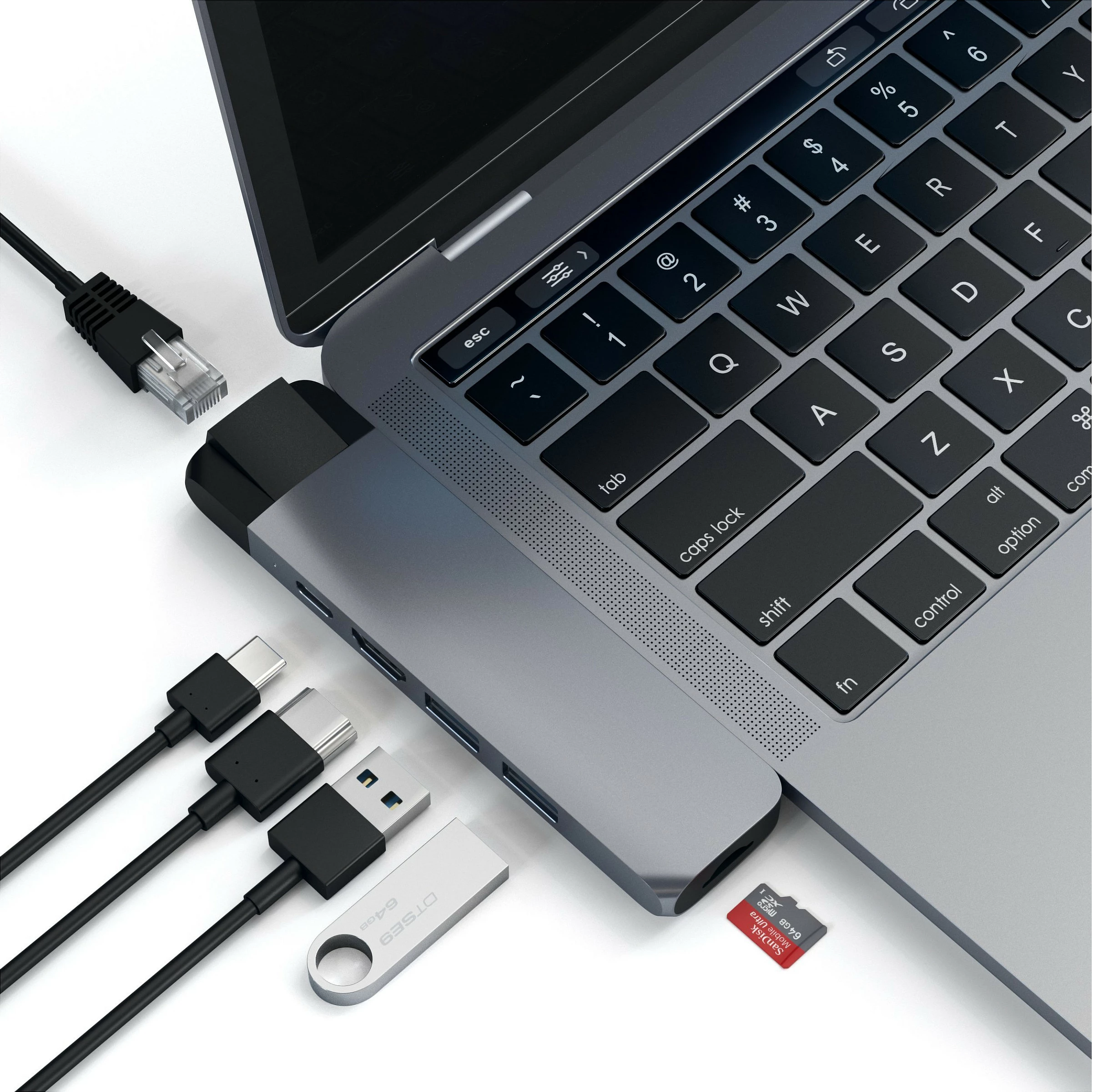 USB-C hub Satechi Type-C Pro Hub, HDMI 4K, Ethernet, space gray