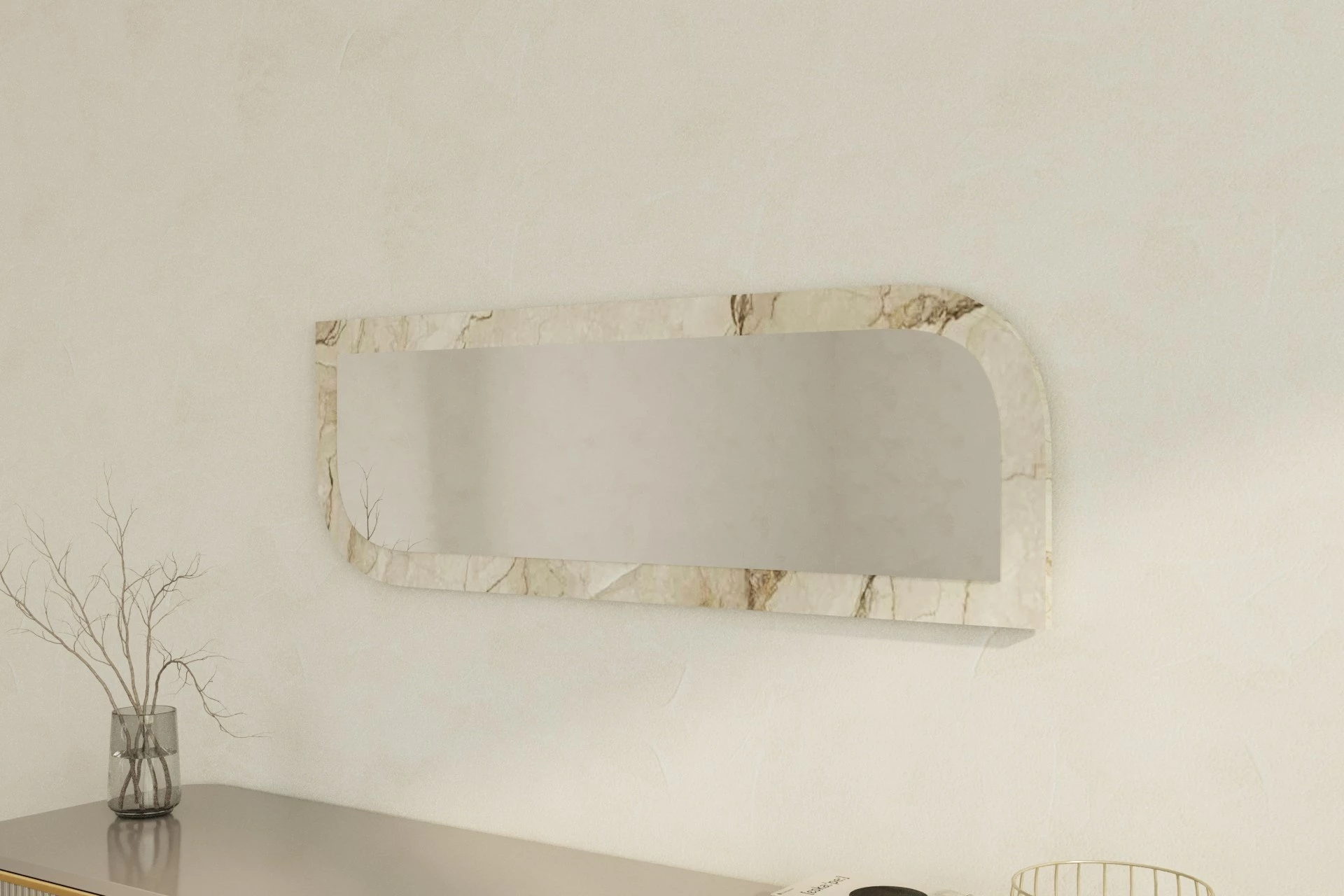 Pasqyrë Hanah Home, Arni, ngjyrë Ephesus dhe mermeri, 40x120cm