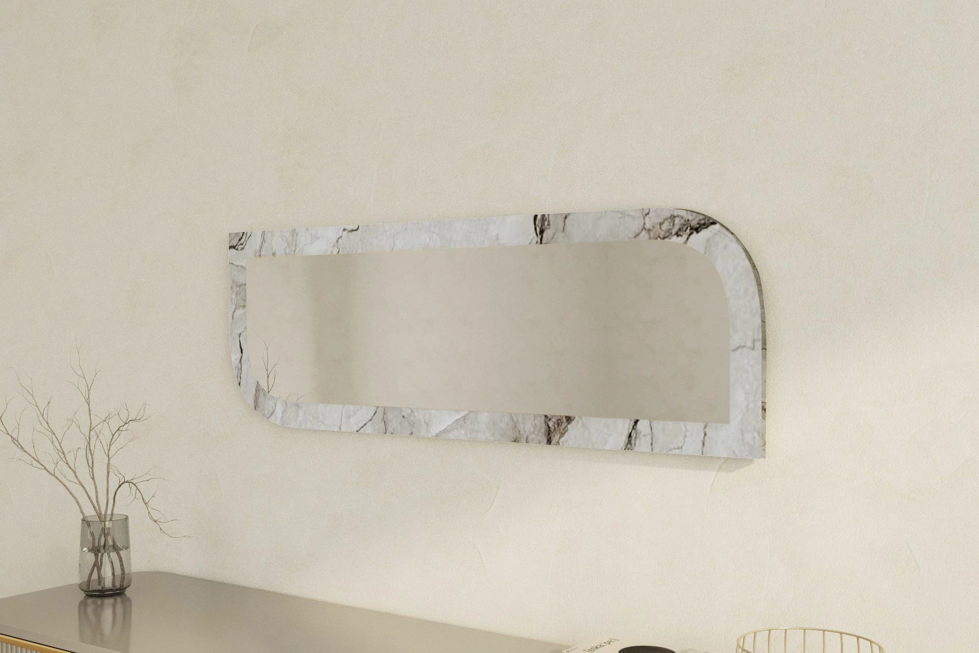 Pasqyrë Hanah Home, Arni, ngjyrë Ephesus dhe mermeri, 40x120cm