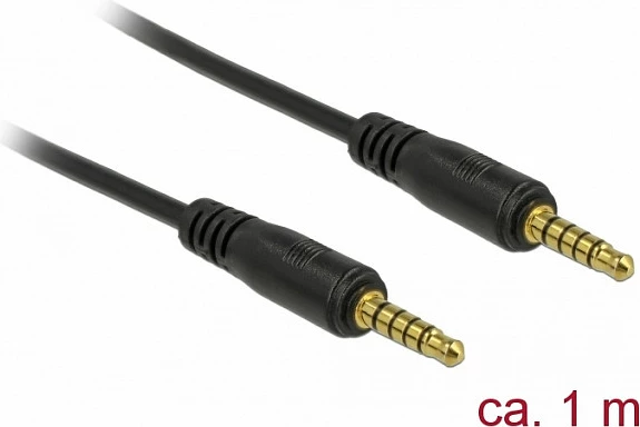 Kabllo audio DeLOCK 85696, 3.5mm (5-pol) mashkull-mashkull, 1 m, e zezë