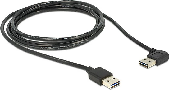 Kabllo USB DeLOCK USB-A në USB-A, 5 m, USB 2.0, konektor 90°, e zezë